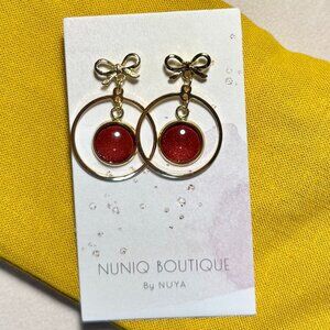 Pearly Red Earrings